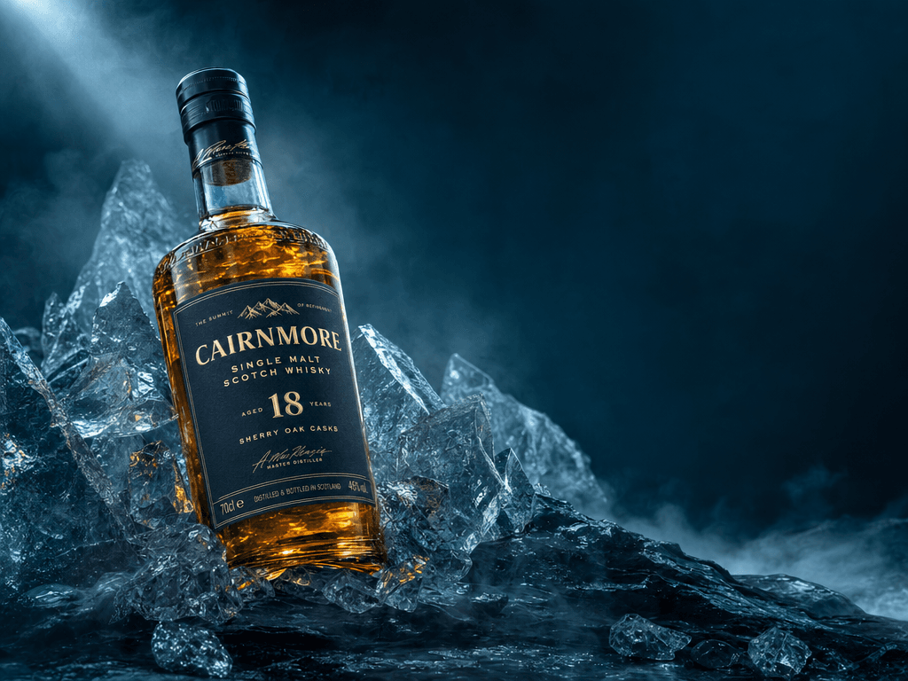 Whisky Bottle Among Ice Shards