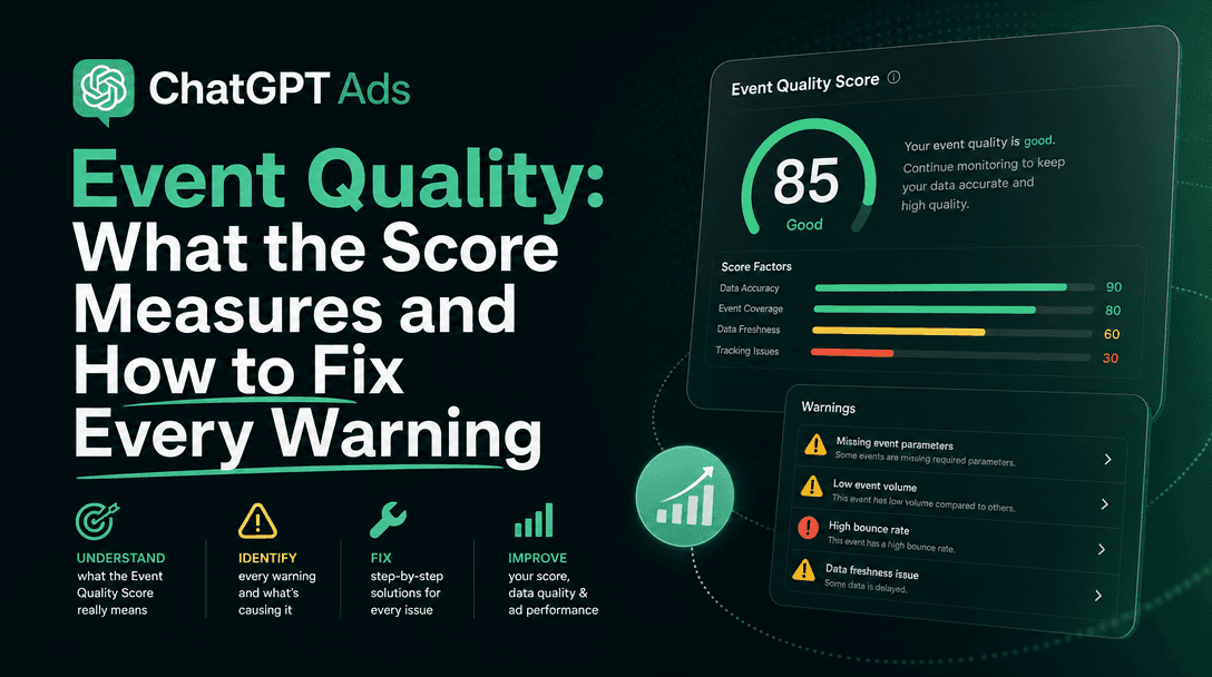 ChatGPT Ads Event Quality: What the Score Measures and How to Fix Every Warning