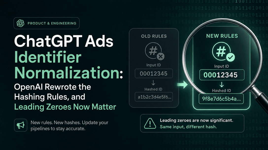ChatGPT Ads Identifier Normalization: OpenAI Rewrote the Hashing Rules, and Leading Zeroes Now Matter
