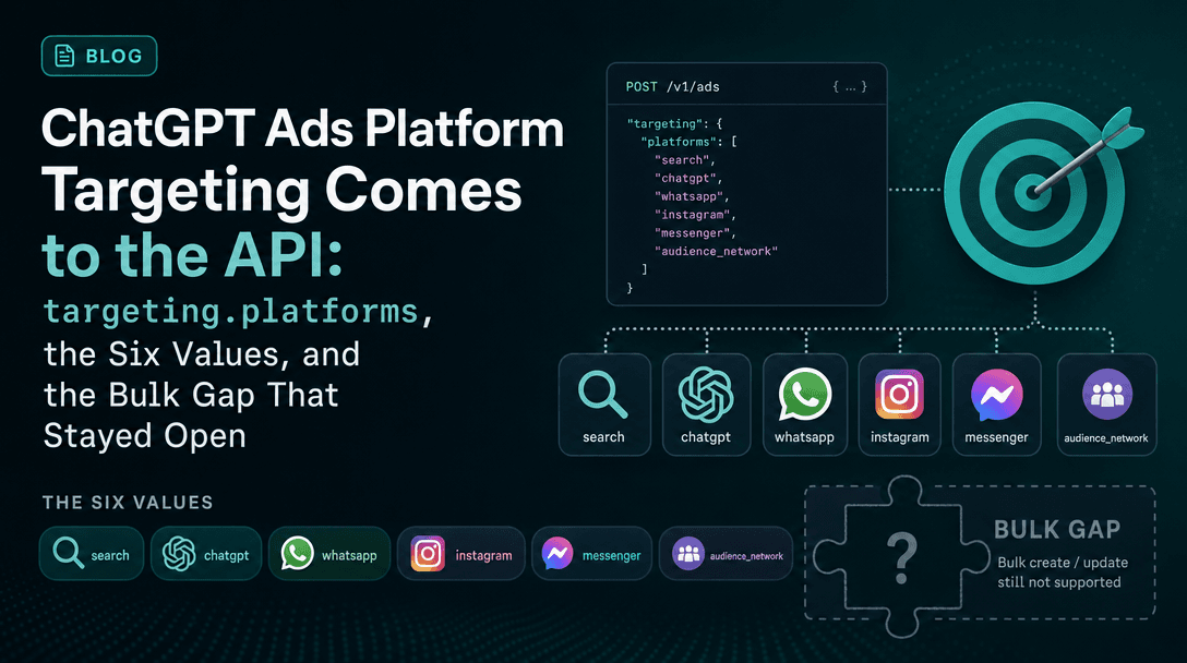 ChatGPT Ads Platform Targeting Comes to the API: targeting.platforms, the Six Values, and the Bulk Gap That Stayed Open