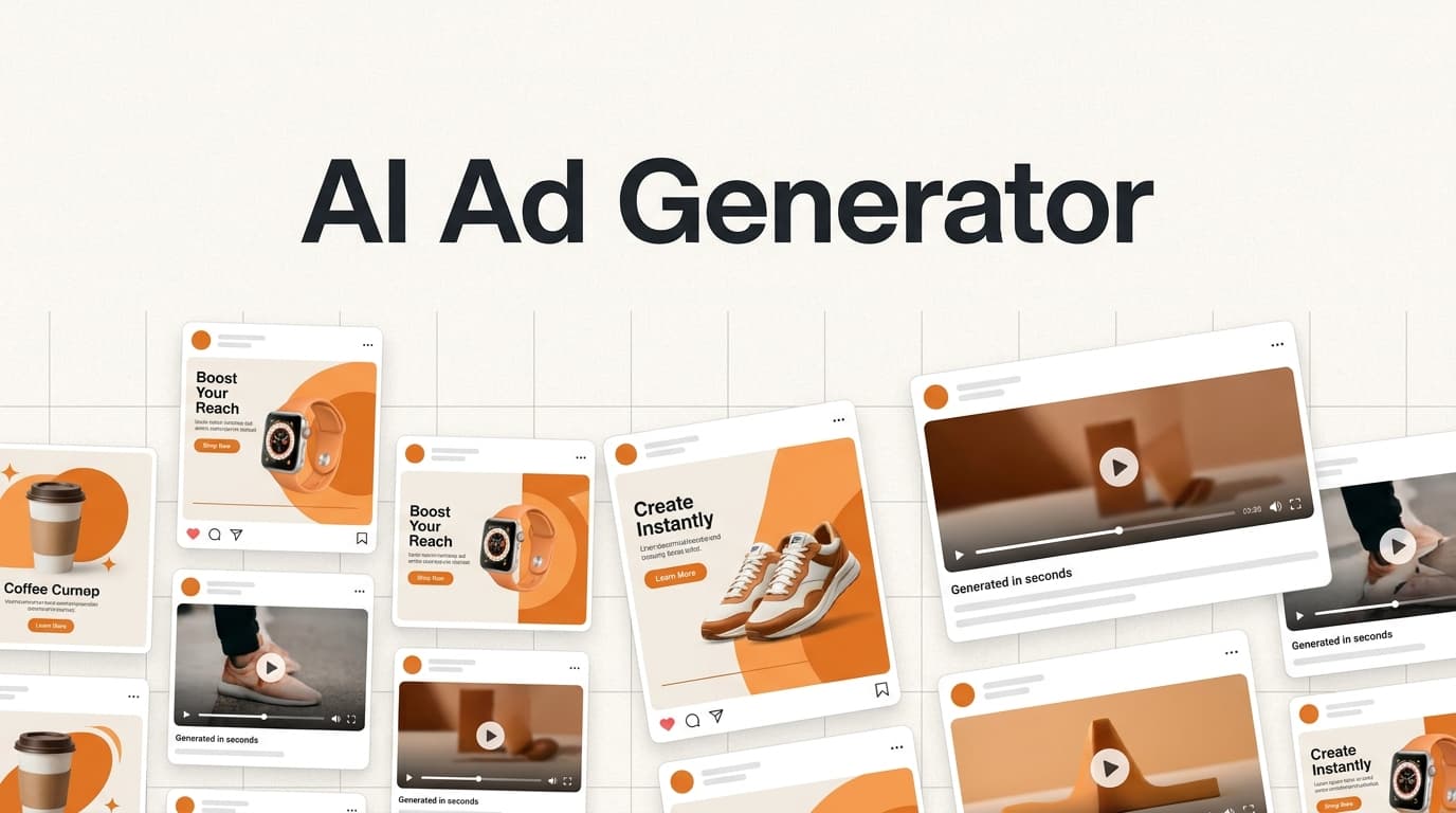 Collage of AI-generated image and video ad variants