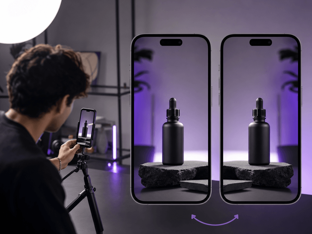 A product video shown side by side with its horizontally mirrored twin