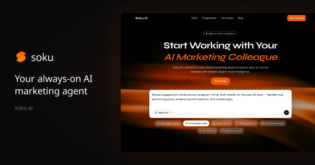 Soku — AI-Powered Marketing Agent website preview